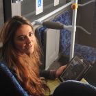 Go North East passenger enjoys on board WiFi access